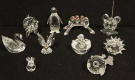 Lot 74 10pc SWAROVSKI Crystal Animal Figures. Fish, pig,