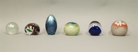 Lot 81 Lot 6 American Studio Art Glass Paper Weights. LU