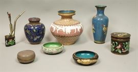 Lot 91 8pc Cloisonne Enamel Chinese Items. Lidded ginger