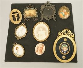 Lot 94 Lot 8 Antique Miniature Metal Frames. Some hangin