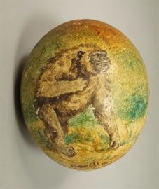 Lot 99 Hollow Ostrich Egg with Hand painted Gorilla.