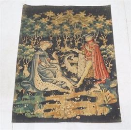 Lot 160 Printed Fabric Tapestry. Renaissance theme with m