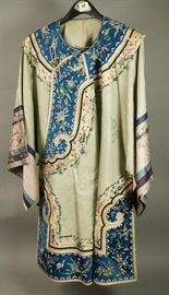 Lot 164 Chinese Silk Embroidered Robe. Pale blue damask s