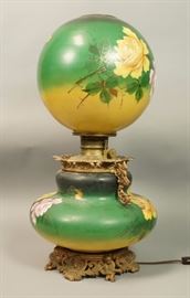 Lot 176 Antique Gone with the Wind Oil Lamp. Converted to