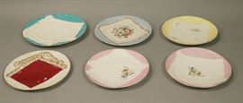 Lot 182 Lot 6 Small China Plates. Some with raised design