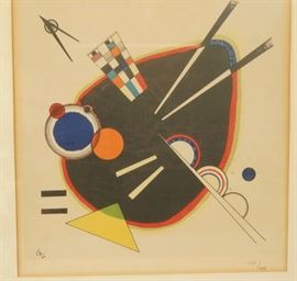 Lot 190 KANDINSKY Abstract Print. Black image with primar