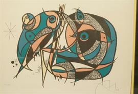 Lot 191 JOAN MIRO Pencil signed Abstract Print. Silkscree