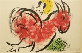 Lot 193 MARC CHAGALL Pencil Signed Red Goat Print. Modern