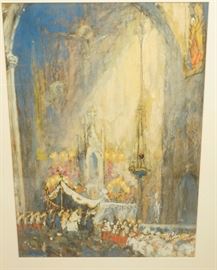 Lot 220 GRACE NORCROSS Colorful Cathedral Watercolor Goua