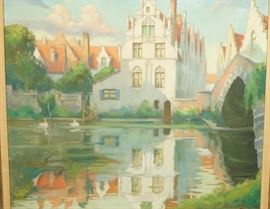 Lot 223 EDWARD P. BUYCH Oil Painting. European Lake Sce