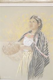 Lot 226 Large Pastel Chalk Drawing. RAMIREZ 69. Mexican 
