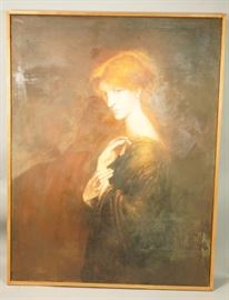 Lot 232 Pre Raphaelite style Oil Portrait of Red headed W