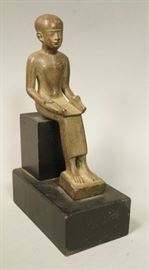 Lot 237 Small Metal Egyptian style Seated Pharaoh. Wood b
