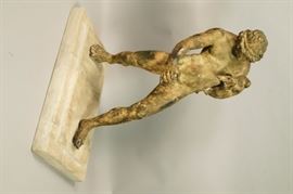 Lot 242 Bronze Figural Sculpture. Young Male carrying pig