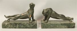 Lot 247 Pr Bronze Stretching Cat Figural Sculptures. Prob