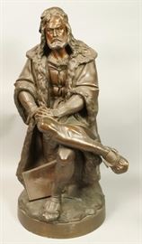 Lot 252 Large Bronze A. CARRIER Seated Figural Sculpture.