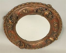 Lot 265 Small Heavy Bronze Decorative Round Wall Mirror. 