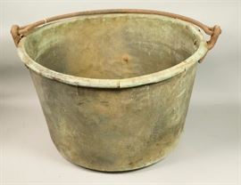 Lot 277 Large Industrial Copper Kettle Pot. Heavy patina