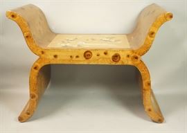 Lot 287 Decorator Painted Asian Design Bench Stool. Faux 