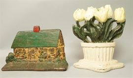 Lot 155 Lot 2 Vintage Iron Doorstops. 1 Painted Iron Cot