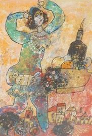 Lot 204 Theo Tobiasse Pencil Signed Lithographic Print. C