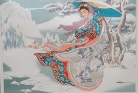 Lot 230 CAROLINE R YOUNG Print. Young Japanese Woman carr