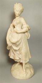 Lot 240 Carved Alabaster Female Figure Sculpture. Signed 