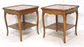 Lot 262 Pr IMPERIAL Side Tables. Shaped tops with raised 