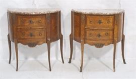 Lot 295 Pr Marble Top Demi Lune Side Tables Stands. Two d