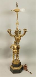 Lot 306 Decorative Bronze Table Lamp. Knight in Armor Sui