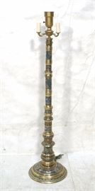 Lot 319 Tall CHAMPLEVE Enamel Brass Floor Lamp. Floral en