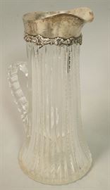 Lot 428 Elegant Cut Crystal Pitcher with Sterling Rim Spo