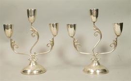 Lot 432 Pr Sterling Silver J.L.R. Mexican Candlesticks. T