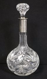 Lot 434 Cut Crystal Decanterw with 800 Silver Throat. TM