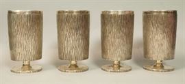 Lot 437 Set 4 GERALD BENNEY Sterling Silver Goblets. Bark