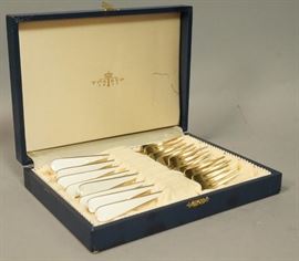 Lot 455 Set 8 JACOB TOSTRUP Sterling Enamel Forks. Norway