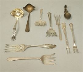 Lot 459 10pc Sterling Silver Serving forks, picks, baby f