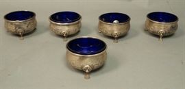 Lot 468 Lot 5 Sterling Cobalt Glass Liner Master Salts. B
