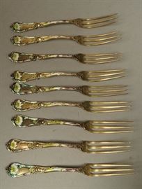 Lot 488 Set 9 GORHAM Sterling Silver Enamel Pickle or Ho