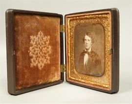 Lot 504 Gutta Percha Case Antique Photo of man. 