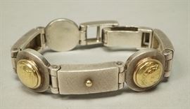 Lot 530 LAURENCE De VRIES Sterling 14K Gold Link Bracelet