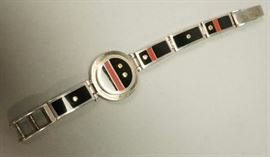 Lot 532 LAURENCE De VRIES Sterling 18K Gold Link Bracelet