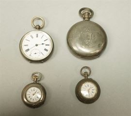 Lot 563 Lot 4 Coin  800 Silver Pocket Watches. All vinta