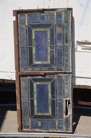 Lot 351 Vintage Double Panel Stained Glass Window. Colorf