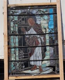 Lot 352 Large Antique Scenic Stained Glass Window. La Far
