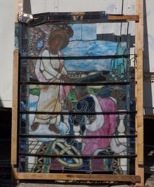 Lot 354 Large Antique Scenic Stained Glass Window. La Far