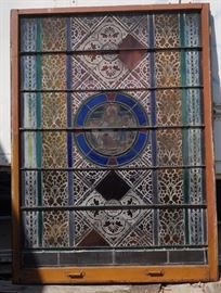 Lot 359 Large Antique Stained Glass Window. Some panels h