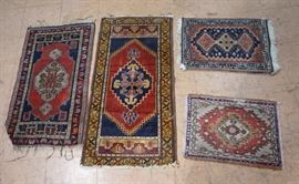 Lot 373 4 pcs Handmade Oriental Carpet Rugs. Mats. Geome