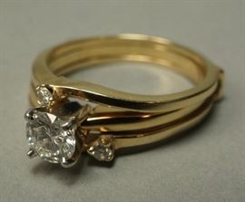 Lot 507 Ladies 18K Gold Diamond Engagement Ring. With 14K