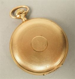 Lot 556 14K YG Gold Pocket Watch. Double back. Marked 15 